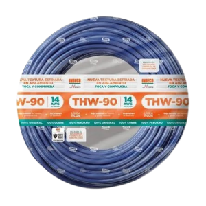Cable THW-90 +plus 450/750 V 14 AWG Azul 100m Indeco